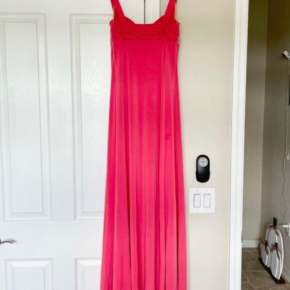 Cache Pink Dress Coral Beaded Sequin Silk Maxi Prom Dress Classic Elegance - Picture 4 of 13